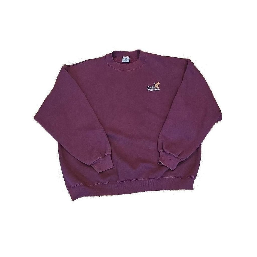 Vintage Ducks Unlimited Embroidered Maroon Crewneck Sweatshirt